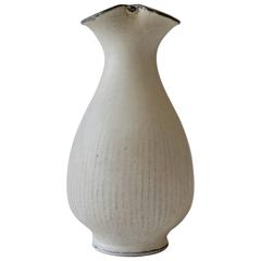 Svend Hammershøi for Kähler, Rare Three-Lobed Black & White Glazed Ceramic Vase