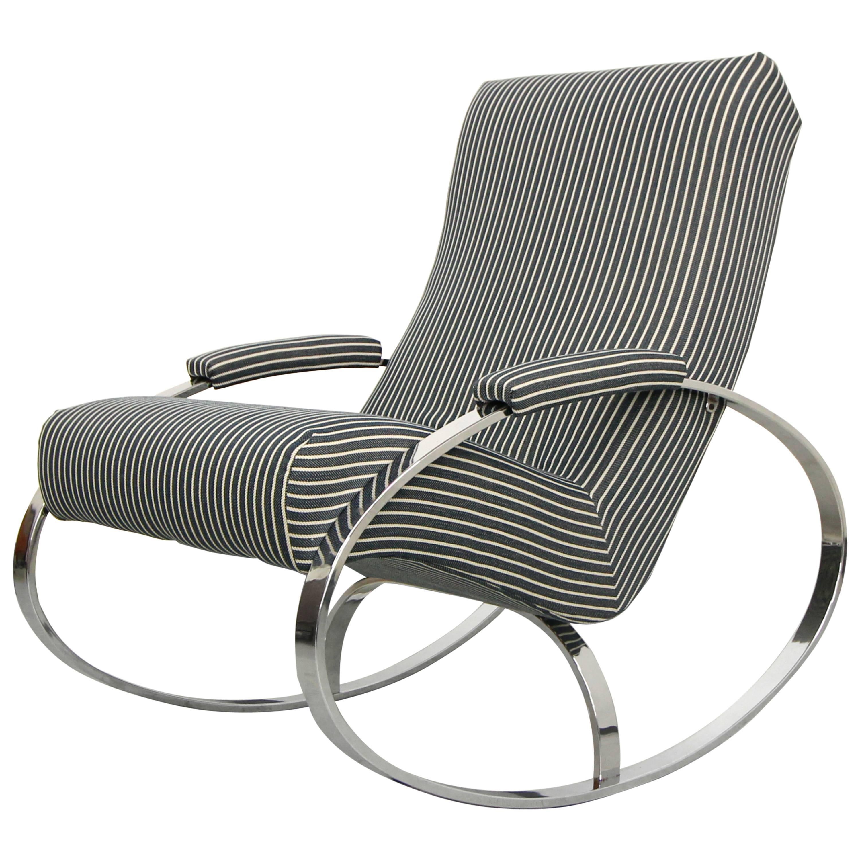 Mid-Century Chrome Rocking Chair by Milo Baughman