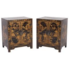 Pair of Chinioserie Cabinets or Nightstands, Tony Duquette Used Pair of Chinioserie Cabinets or Nightstands, Tony Duquette