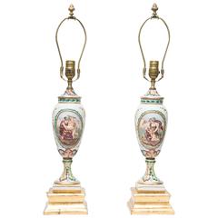 19th Century Pair of Italian Porcelain Capodimonte Vases as Table Lamps 7