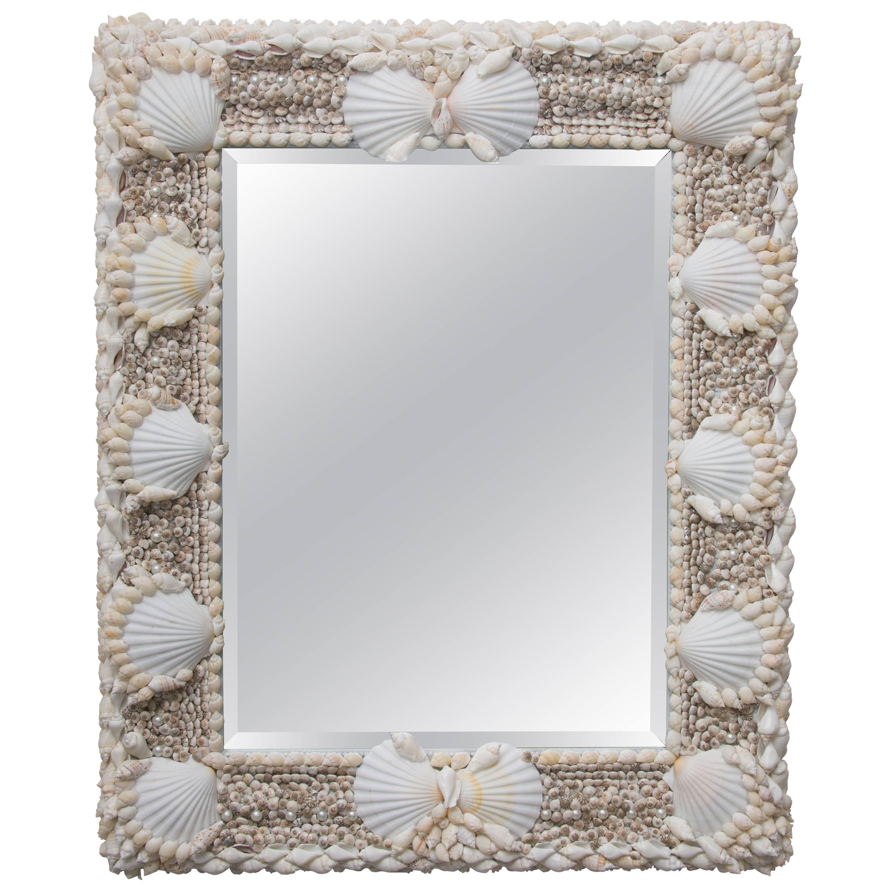 Rectangular Mirror with Shell-Encrusted Frame