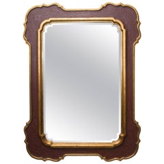 Unique Gilt and Cordovan Painted Mirror, 20th Century