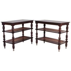 20th Century Pair of Three-Tiered Mahogany Stands or Tables
