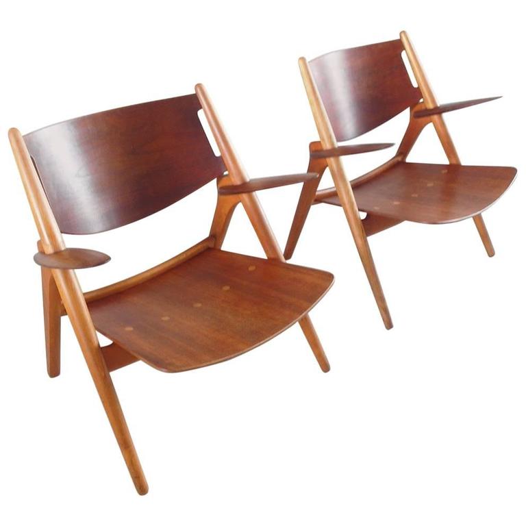 Carl Hansen Chairs hans wegner pair of early ch-28 sawbuck chairs for carl hansen Carl Hansen Chairs hans wegner pair of early ch-28 sawbuck chairs for carl hansen