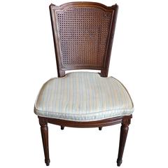 French xix Rattan Stained Side Chair with Cushion