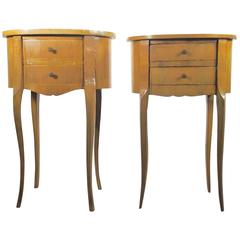 Pair of Louis XV Style Wooden Side Tables on Cabriole Legs