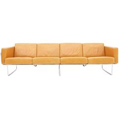 Rare Four-Seat Leather Sofa by Hans Eichenberger for Strässle, Switzerland 3