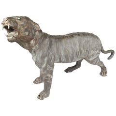 Unique Sculptural Bronze Tiger Garden Statue 9