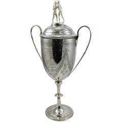 Edwardian Silver Lidded Wrestling Challenge Cup Trophy London, 1905