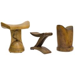 Set of Three Traditional African Headrests