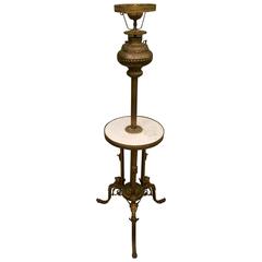 American Victorian Bronze and Marble Table Floor Lamp