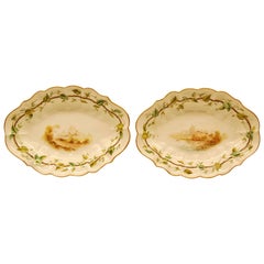 Pair of Royal Worcester Oval Dessert Bowls Dating to 1909