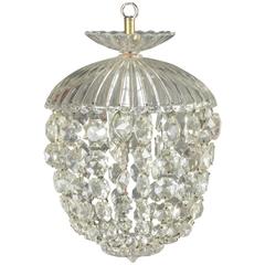 1940s French Crystal and Glass Pendant Ceiling Fixture