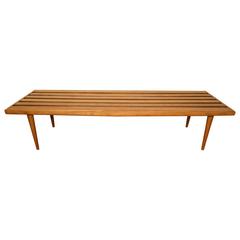 Vintage-Modern Wooden Slat Bench/Coffee Table
