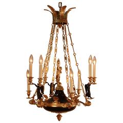 19th Century French Bronze Empire Chandelier