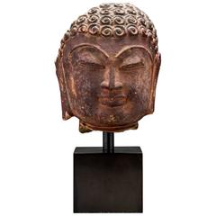 Antique Stone Buddha Head from India