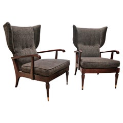 Pair of Reclining Wingback Armchairs by Paolo Buffa, 1950