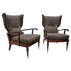 Pair of Reclining Wingback Armchairs by Paolo Buffa, 1950 5