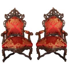 20th Century Grand Pair of Baroque Style Armchairs Chairs 7