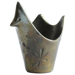 Ben Seibel Solid Brass Cup with Bird and Stars Design, 1950s