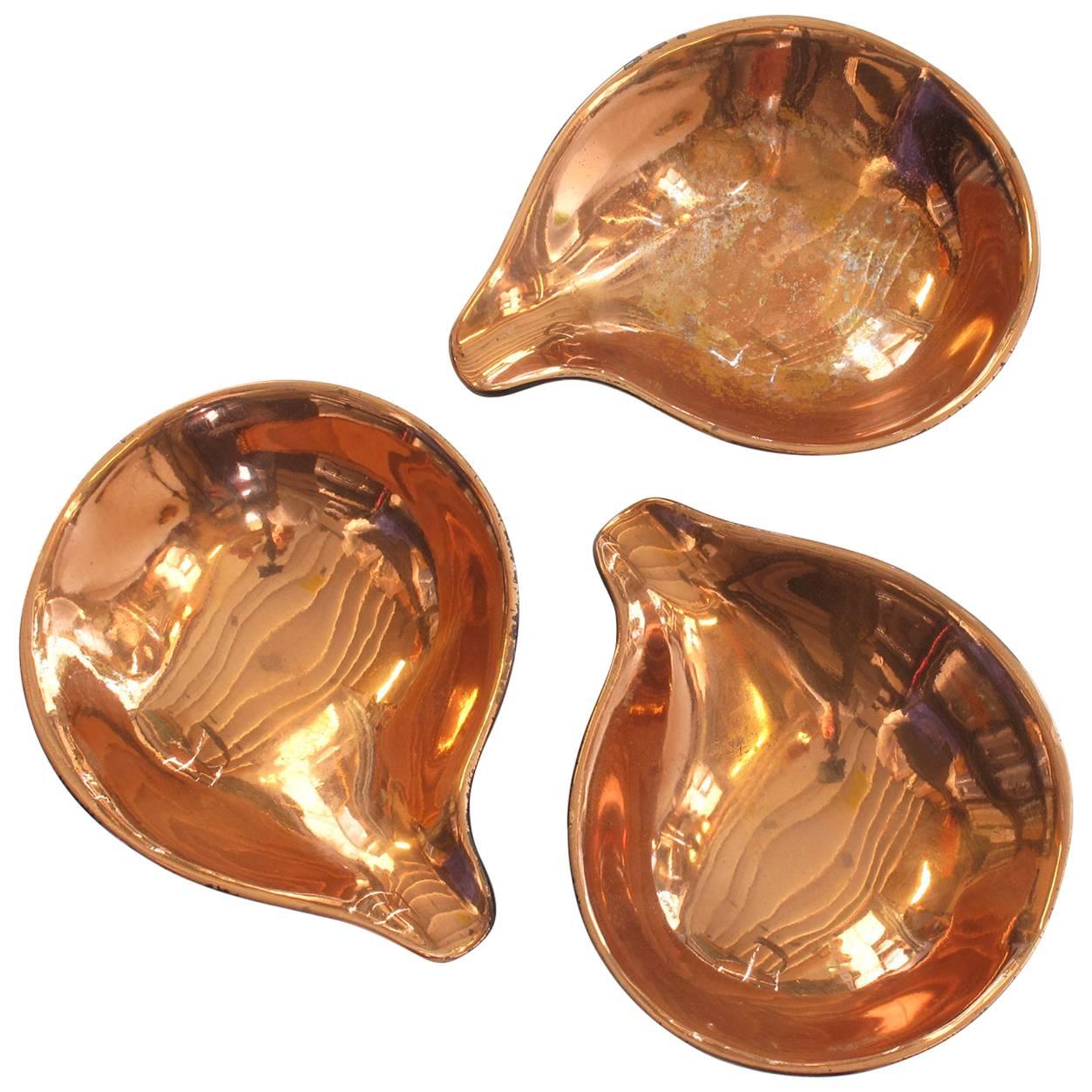 Set of Three Ben Seibel Biomorphic Copper Nesting Objects, 1950s For Sale