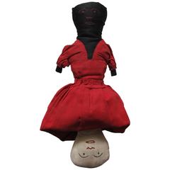Antique Cloth Topsy Turvy Reversible Black and White Doll