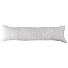 Antique White French Linen Bolster Pillow with Irish Lace Panels