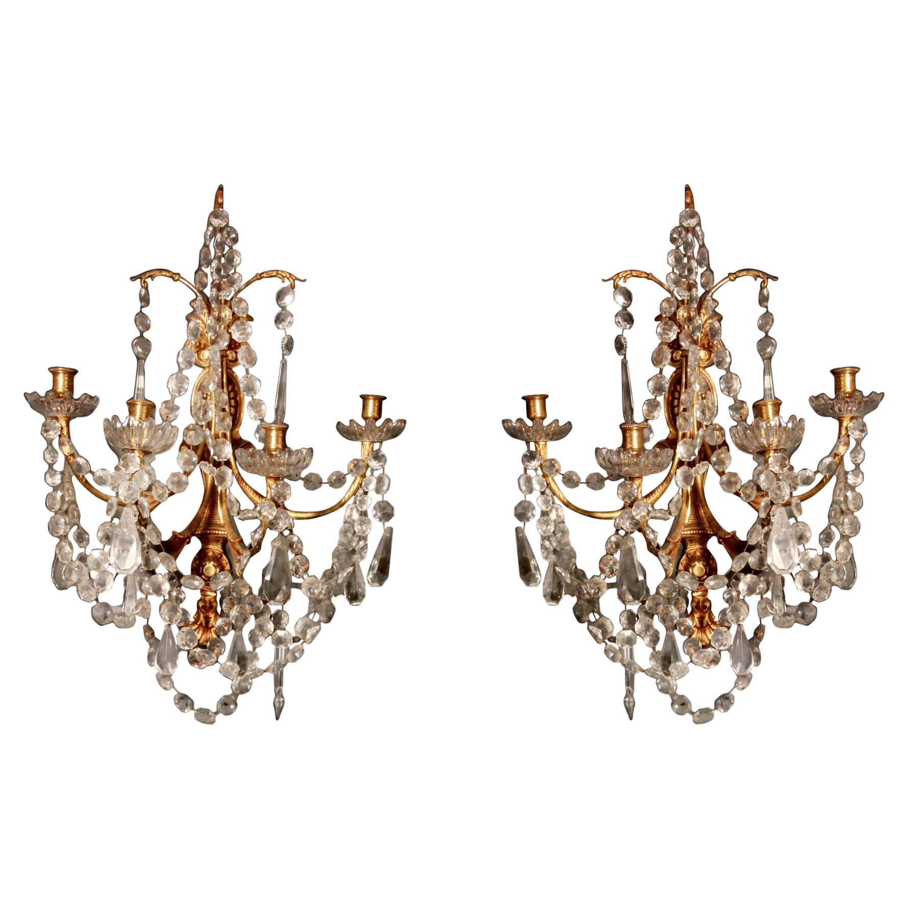 Pair of Louis XVI Four Arm Wall Lights For Sale