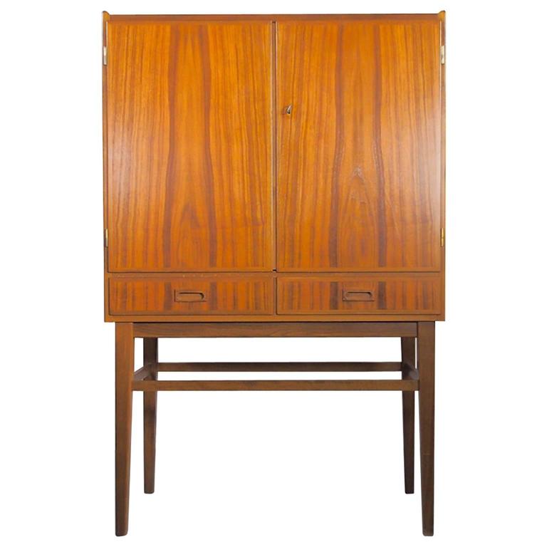Mid 20th Century Bar Cabinet With Interior Mirrors And Light