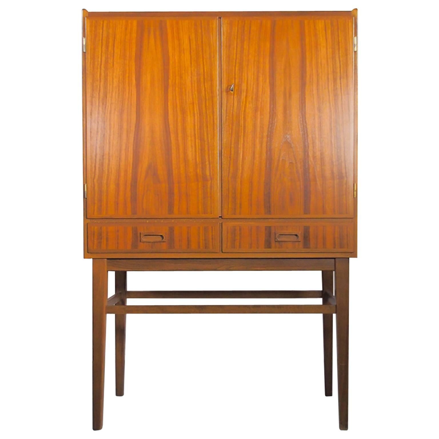 Mid-20th Century Bar Cabinet with Interior Mirrors and Light