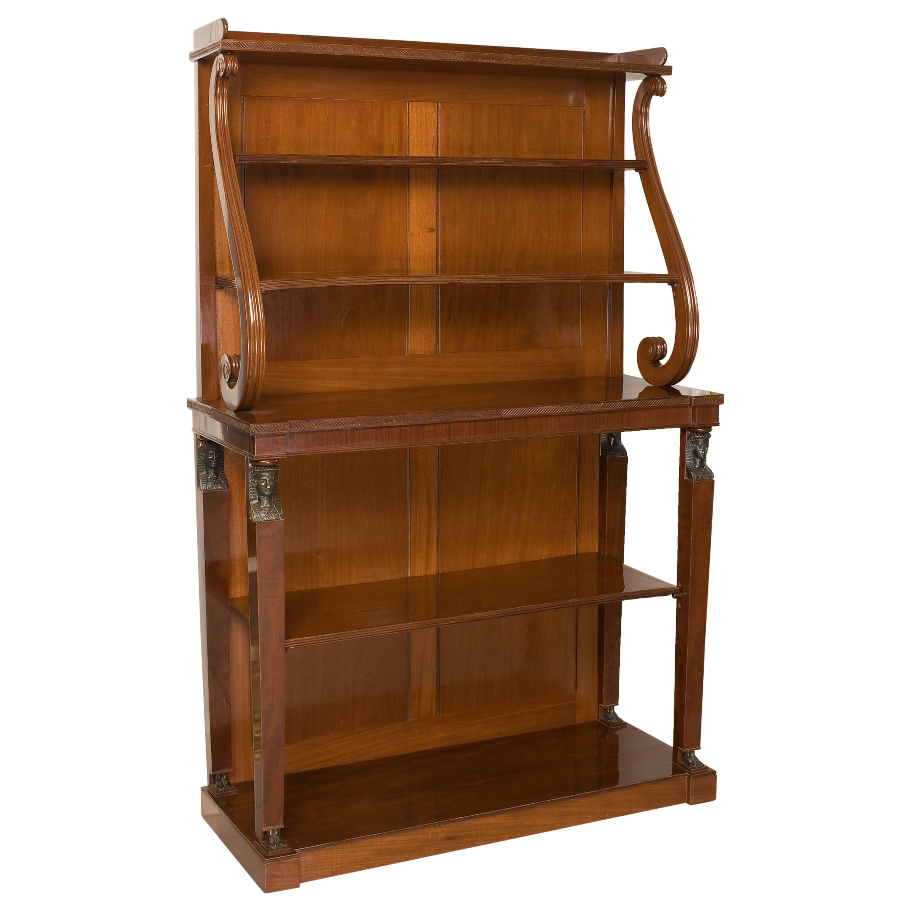 Fine Quality Regency Period Open Bookcase in Solid Mahogany For Sale
