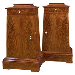 Danish Mahogany Cabinets of Trapezoidal Shape, 19th Century