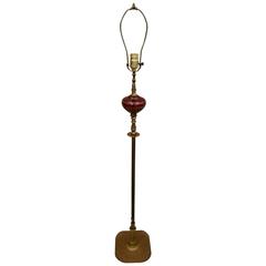 Vintage Bronze Copper and Ruby Glass Floor Lamp