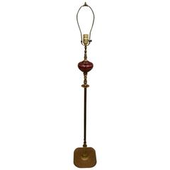 Bronze Copper and Ruby Glass Floor Lamp