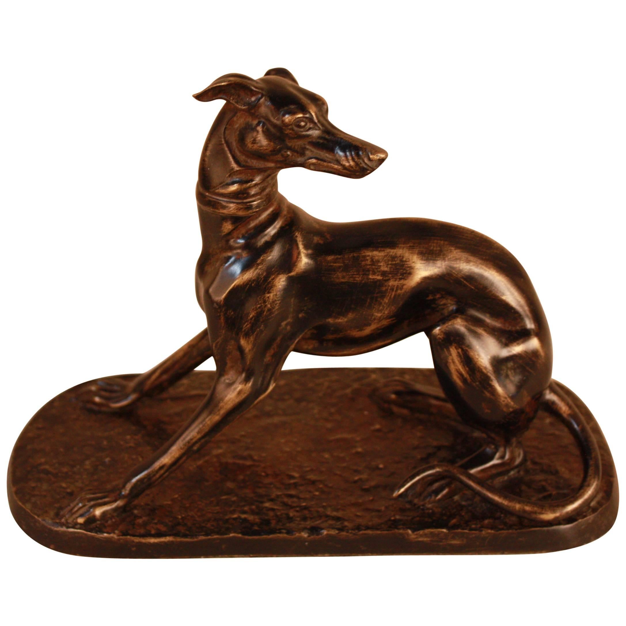 1930s Bronze Greyhound Dog by Irenee Rochard