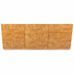 Burl Wood and Chrome Sideboard Cabinet in the Style of Milo Baughman 12