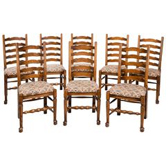 Set of Eight 20th Century Oak Ladder Back Single Chairs Set of Eight 20th Century Oak Ladder Back Single Chairs
