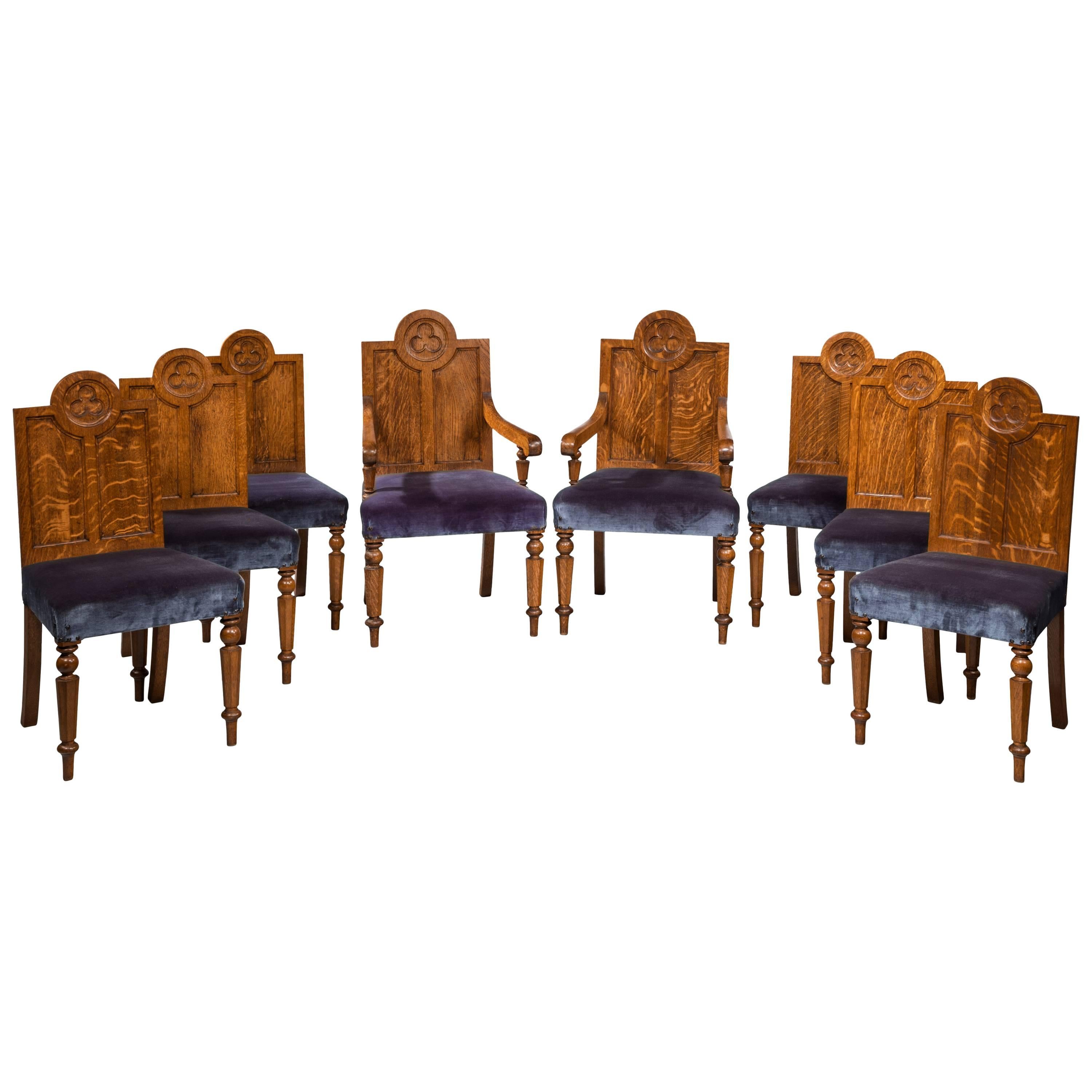 Set of Eight Late 19th Century Oak Dining Chairs