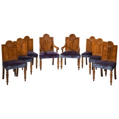 Antique Set of Eight Late 19th Century Oak Dining Chairs