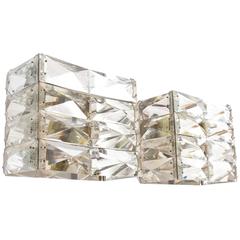 Set of Four Facetted Crystal Glass Sconces by Bakalowits