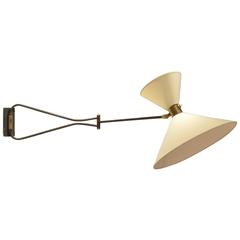 French Mid-Century Design René Mathieu for Lunel Diabolo Wall Arm Lamp