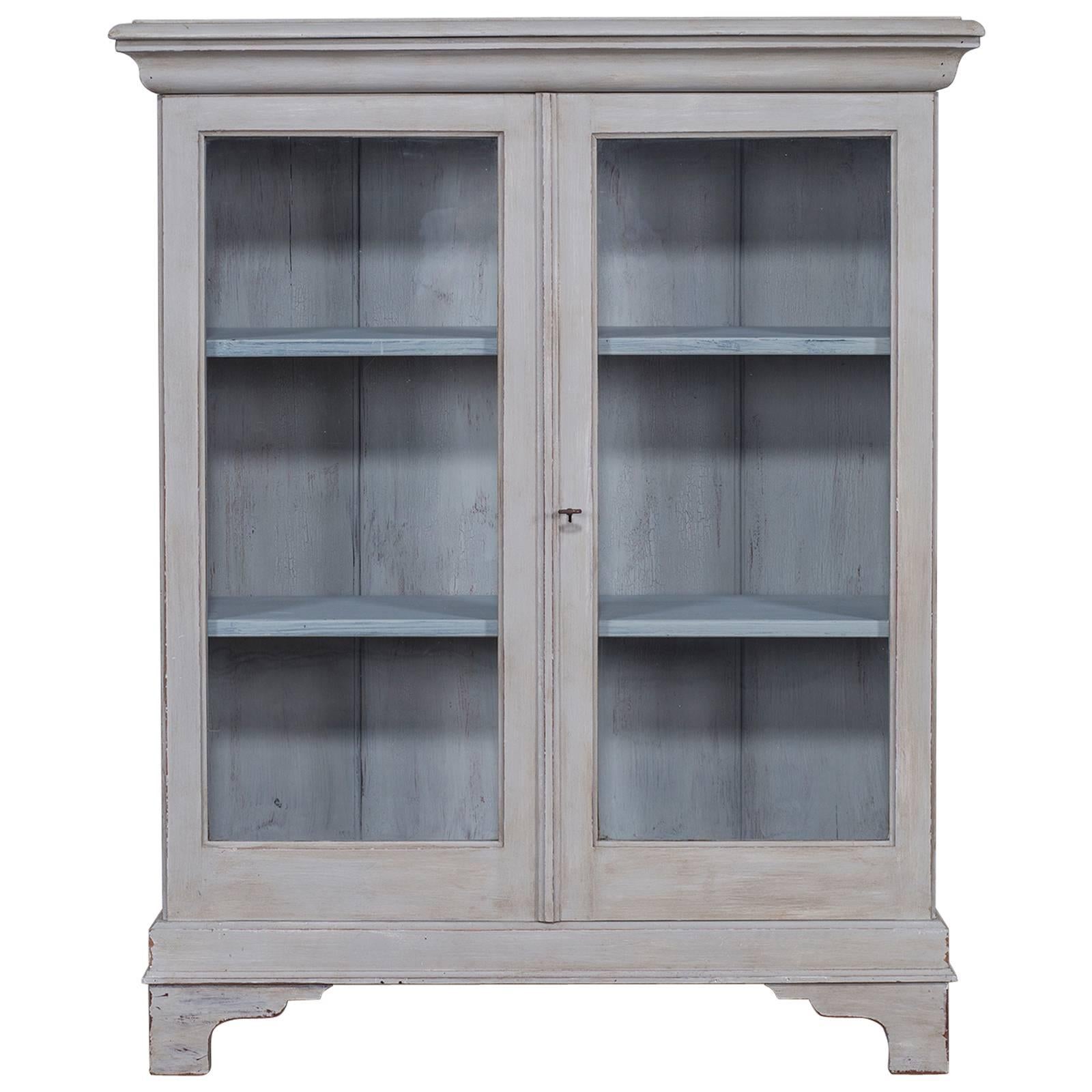 Antique English Painted Bookcase Display Cabinet, circa 1875