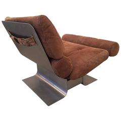 François Monnet Steel and Suede Lounge Chair