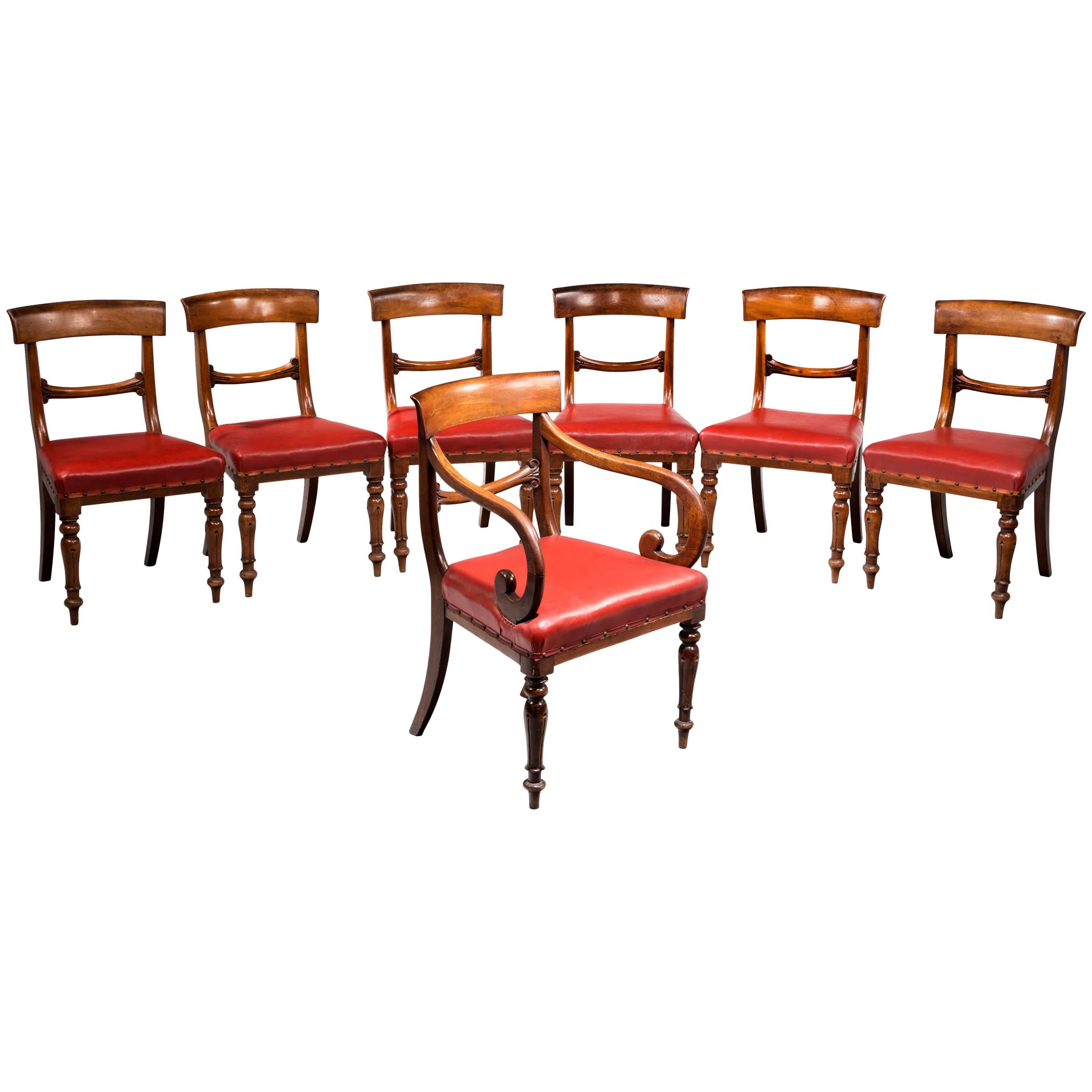 Set of Seven Early Victorian Mahogany Dining Chairs