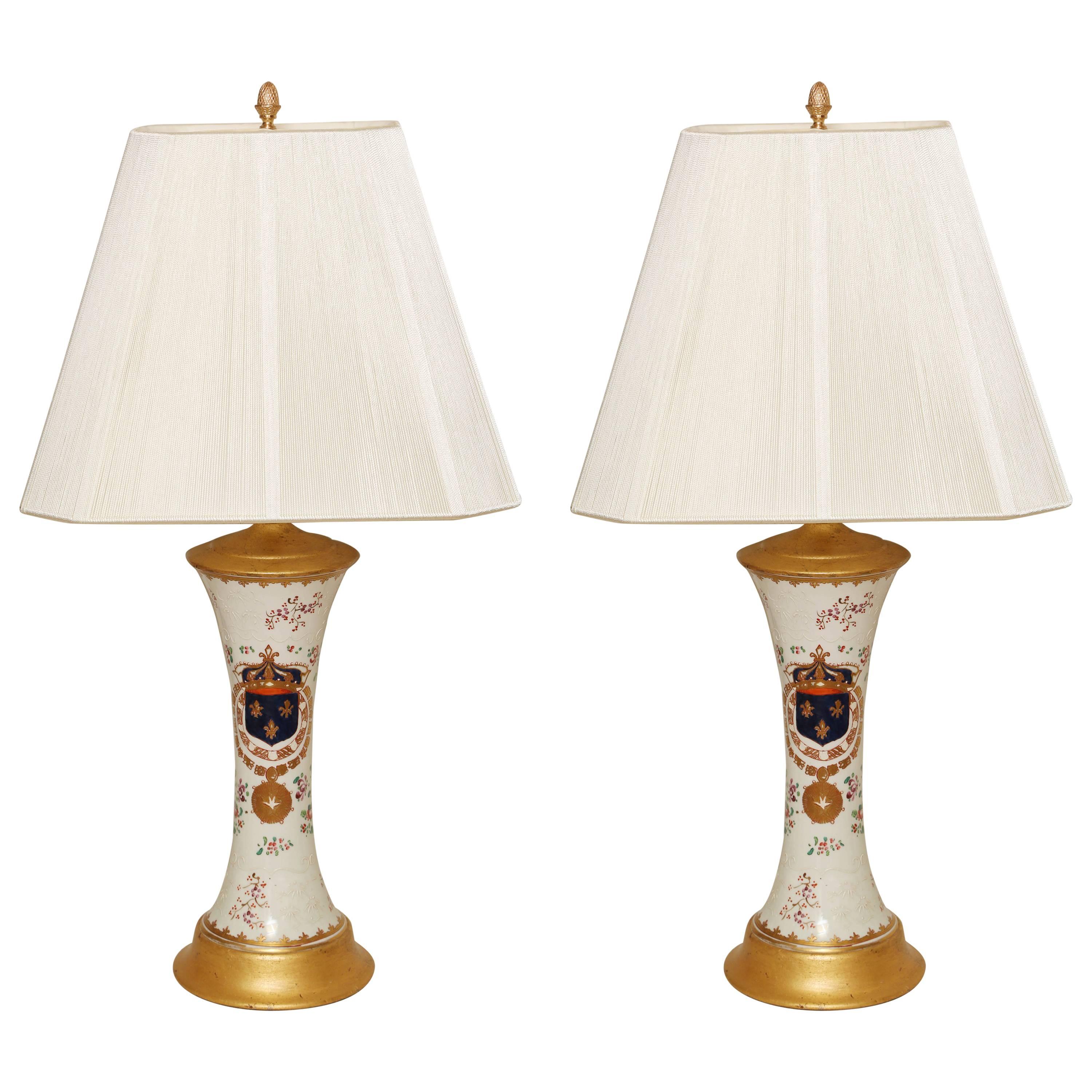 Pair of Antique Samson Amorial Lamps