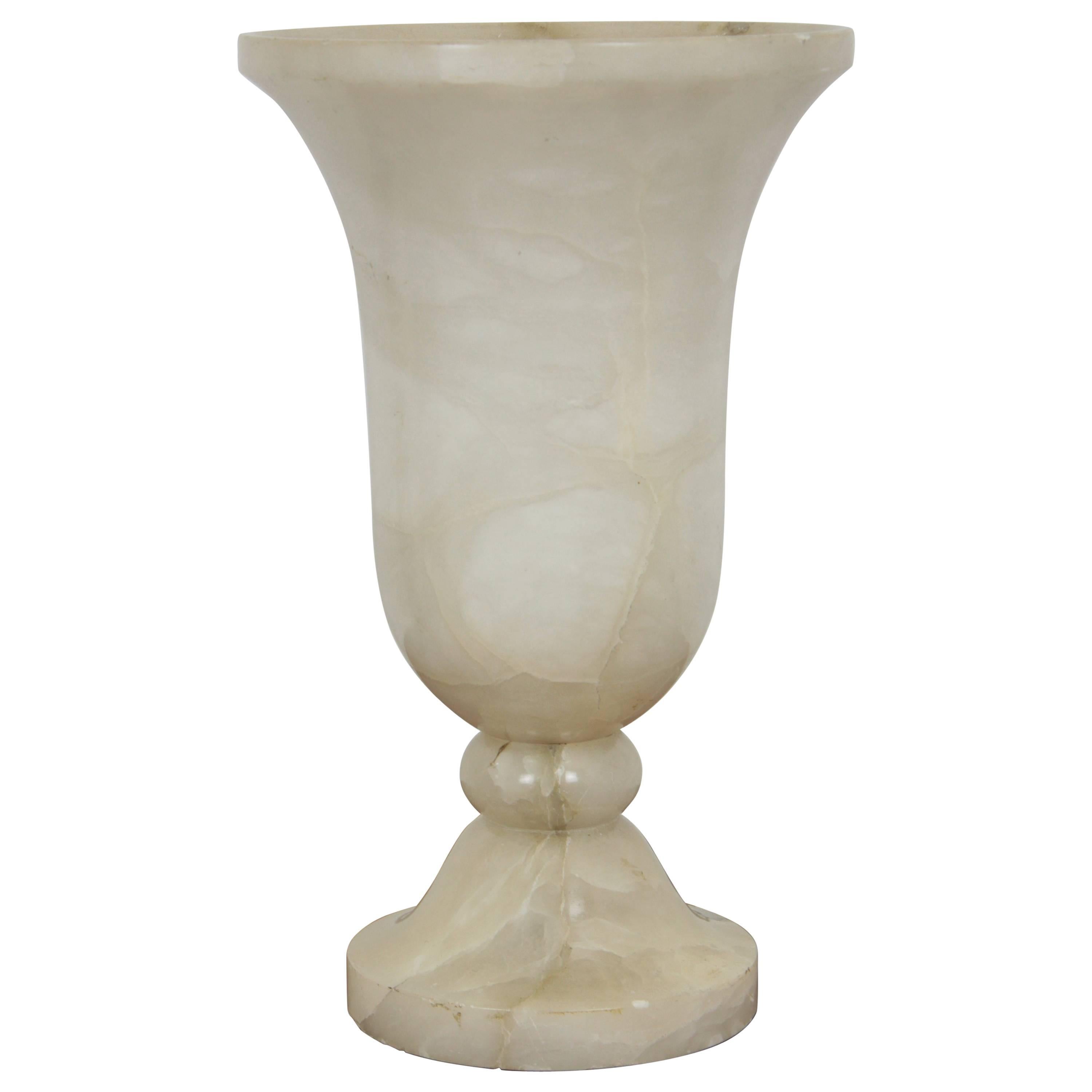 Spanish 1930s Art Deco Alabaster Urn Table Lamp