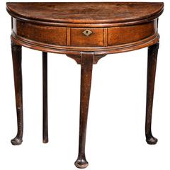 Queen Anne Walnut Demilune Turn Over Table