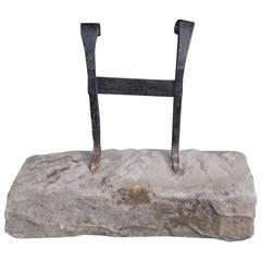 Antique American Wrought Iron and Granite Boot Scrape, Circa 1790