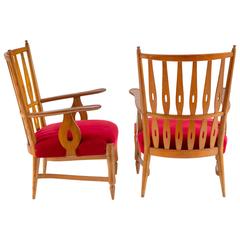 Pair of Paolo Buffa Carved Armchairs, 1952