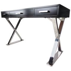 Contemporary Modern Three-Drawer X Base Writing Desk 10
